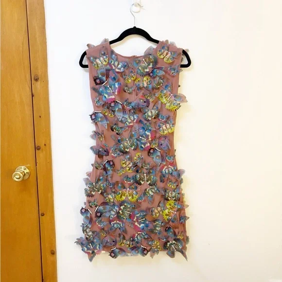 Cynthia Rowley Butterfly Embellished Organza Dress - Picture 7 of 11